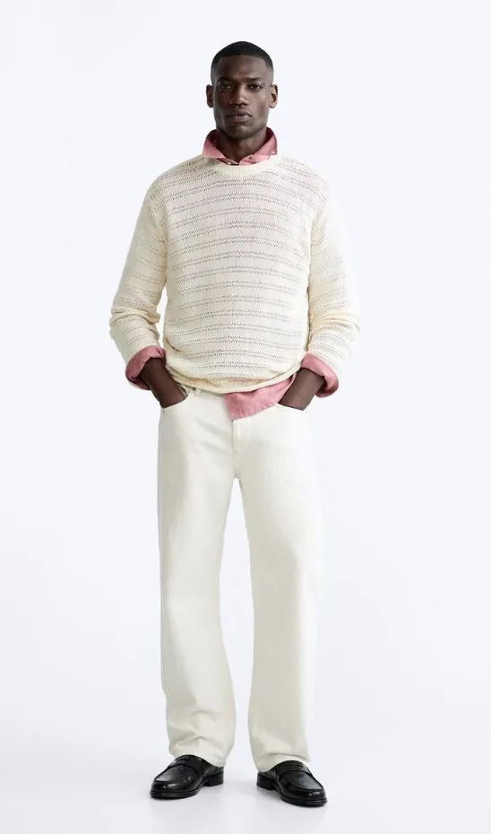 ZARA  |Long Sleeves Plain Cotton Sweaters