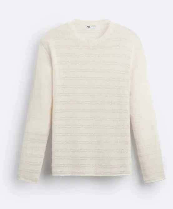 ZARA  |Long Sleeves Plain Cotton Sweaters